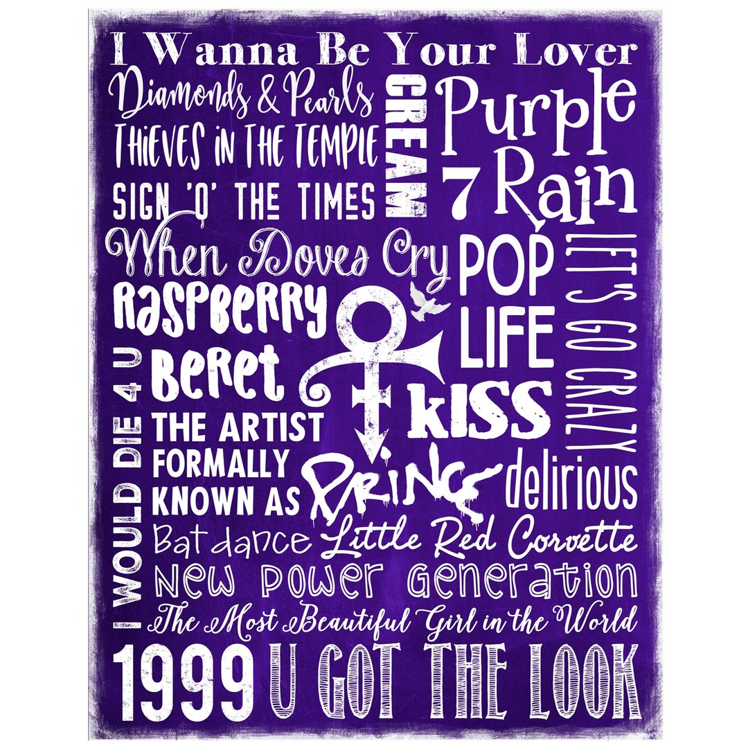 Prince - FAVORITE SONGS - Word Art - Gift for Prince Fans - Etsy