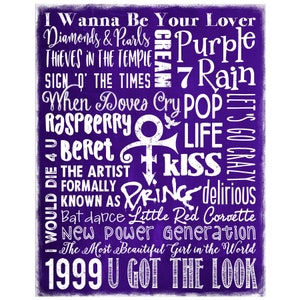 Prince - FAVORITE SONGS - Word Art - gift for Prince fans