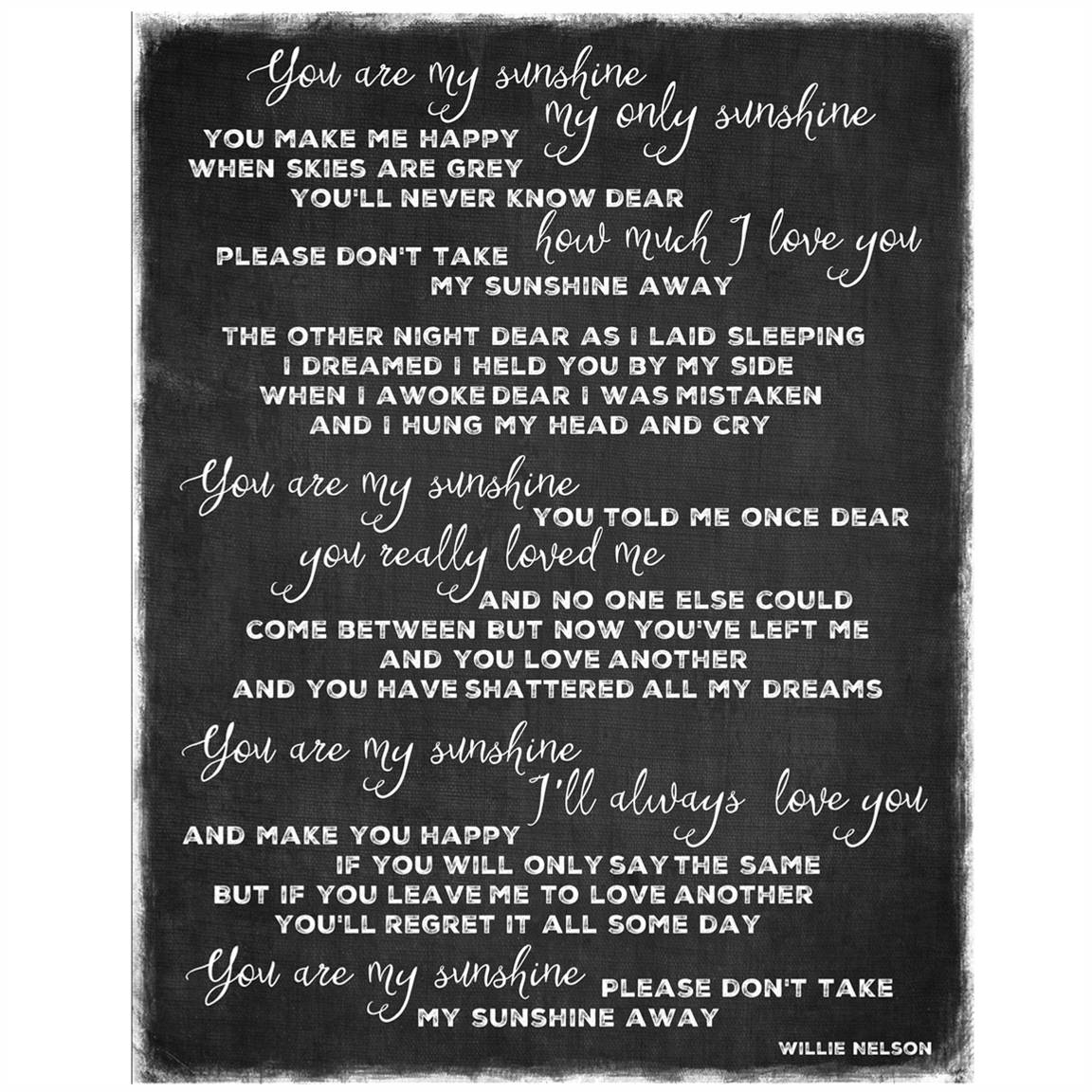 You Are My Sunshine Lyrics Willie Nelson holiday Shipping 