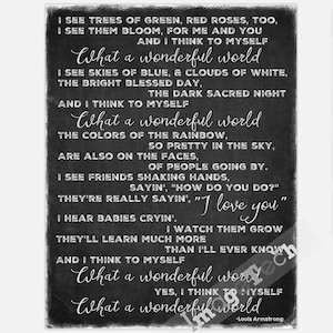 What a Wonderful World (Louis Armstrong) Lyrics Word Art