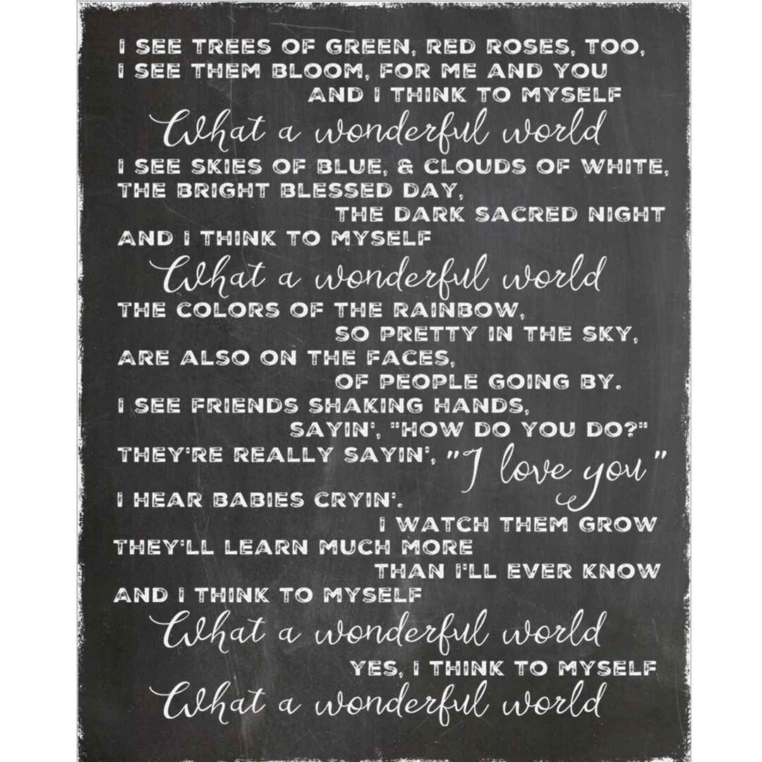 What a Wonderful World Louis Armstrong Minimalist Song Lyrics
