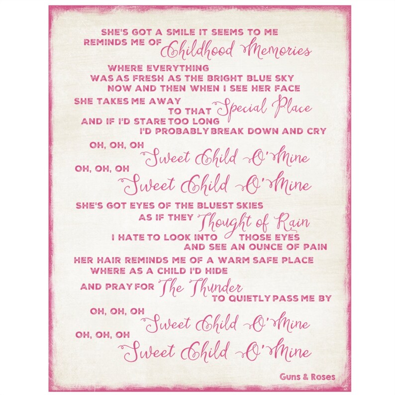 Guns N' Roses Sweet Child O' Mine Testo