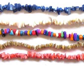 Colorful Chip Beads, MOP Beads, Mother of Pearl Chips, Shell Chips, Shell Chip Beads, Irregular Beads, Blue Chip Beads, Tropical Beads