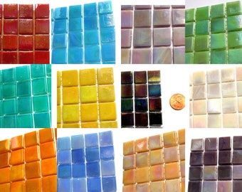 Pearlised Glass Micro Mosaic Craft Tile Orange Opal