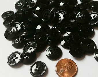 50 Round Black 2-Hole 18mm Resin Buttons