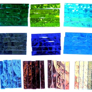 10 Mirrored Foil Backed Glass Tile Strips (65  x 10 mm)