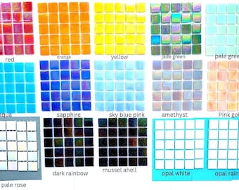 25 Iridescent Square Vitreous Glass Mosaic Tiles (20 mm)
