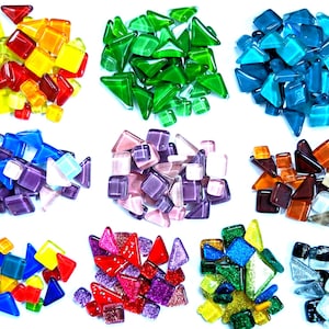 50/100 Irregular Shaped Paper-Backed Glass Mosaic Tiles (10 -20 mm)