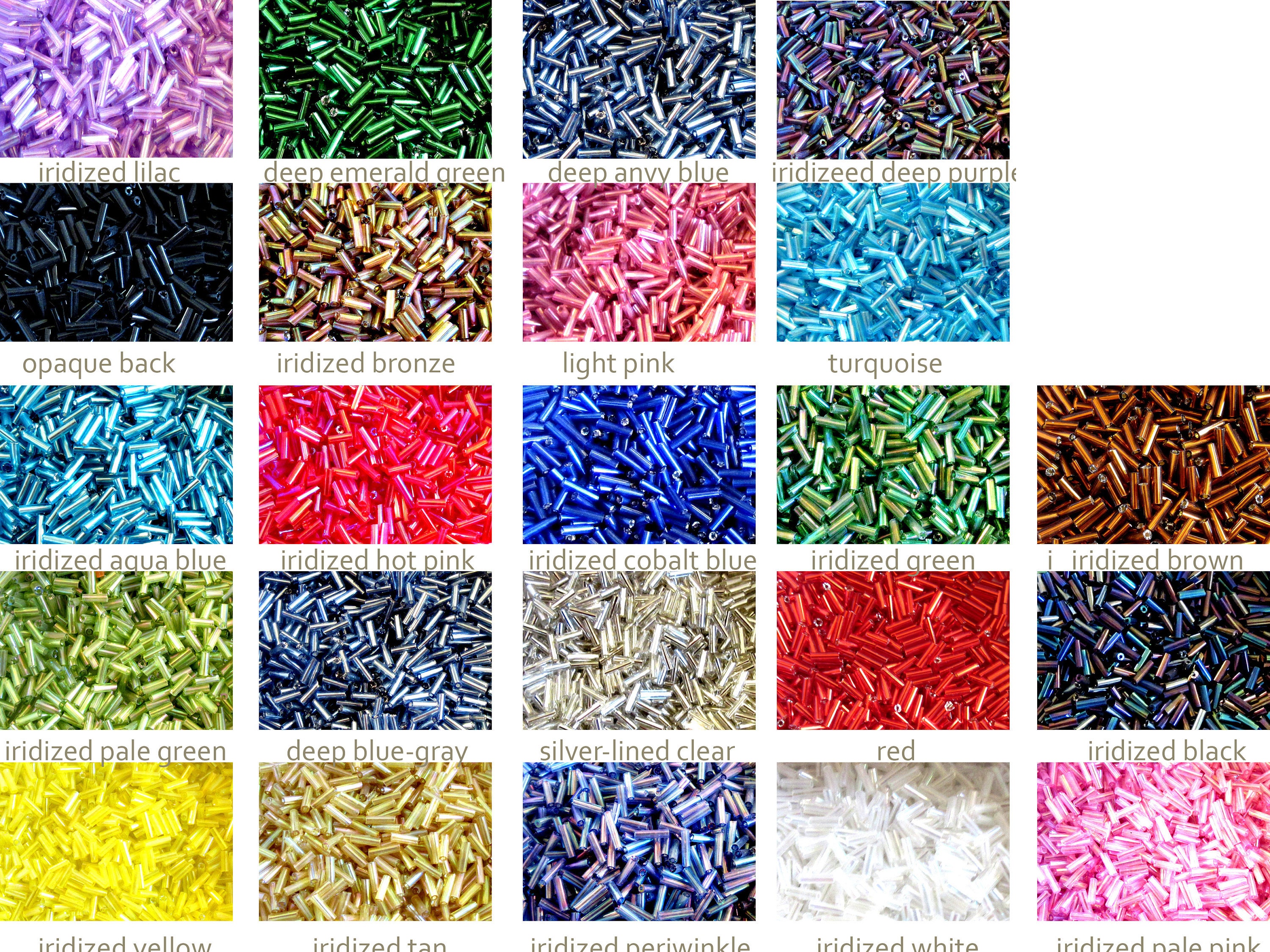 325 Glass Bugle Beads Glass Tube Beads Iridescent Beads Etsy