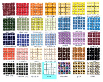 50 Small Square Gently Domed Glazed Ceramic Mosaic Tiles  (10m mm)