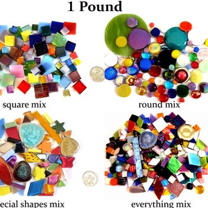 Destash Tile Mix, Bulk Mosaic Tiles, Mixed Tile Lot, Glass Tile Mix, Round Tile Mix, Mixed Square Tiles, Mosaic Tile Lot, Craft Tiles, 1 lb