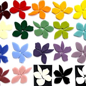 12 Glass Flower Petal Tiles Irregular Shapes/Sizes (25 - 30 mm)