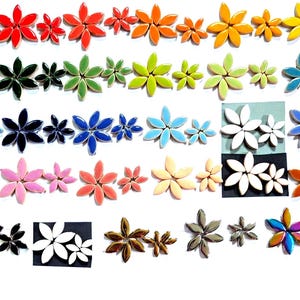 40 Ceramic Flower Petal Mosaic Tiles  (2 Size Mix)
