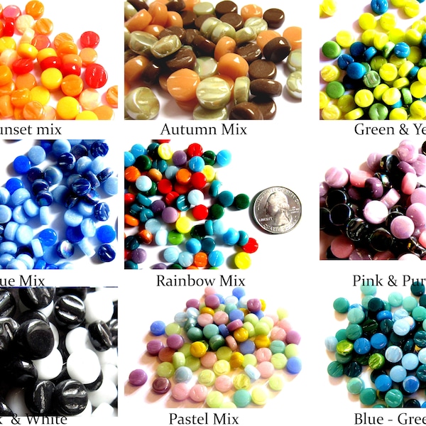 100 mini mosaicos de vidrio redondos de colores (8 mm)