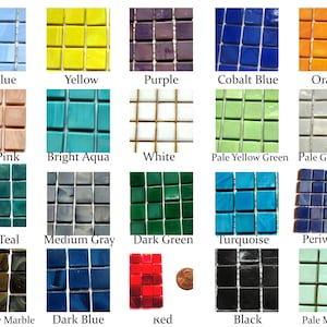 25 Mosaic Tiles, Square Glass Tiles, Square Mosaic Pieces, Mosaic Craft Tiles, Stained Glass Tiles, Recycled Glass Tiles, Square Tiles15 mm