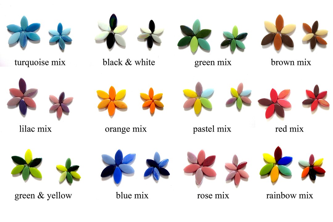 20 Iridized Glass Tile Flower Petal Tils Petal Mosaic Tile, Glass