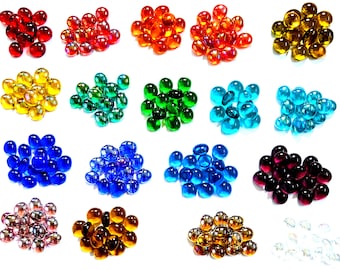 50 Mini Round Flatback Glass Gem Vase Marbles (9 - 13 mm)