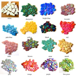 30 Iridescent Tiles, Glass Mosaic Pieces, Irregular Tiles, Puzzle Piece Tiles, Jigsaw Tiles, Mosaic Supplies, Mosaic Glass Tiles,  10 -20 m