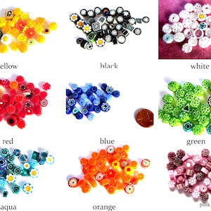 Millefiori Glass, 25 g, Mixed Sizes & Patterns, Tiny Millefiori Tiles, Millefiori for Mosaics, Floral Millefiori, Glass  for Jewelry COE 104