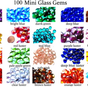100+ MINI Glass Gems, Miniature Vase Fillers, Clear Glass Gems, Small Flat Marbles, Flatback Marbles, Small Vase Gems, Decor Marbles  9-14mm