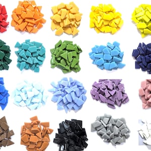 40 Irregular Shaped Recycled Glass Mosaic Tiles (10 - 25 mm)