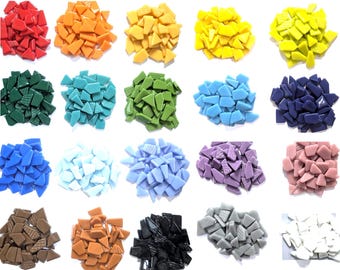 40 Irregular Shaped Recycled Glass Mosaic Tiles (10 - 25 mm)