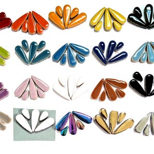 30 Ceramic Teardrop Mosaic Tiles  in 2 Sizes