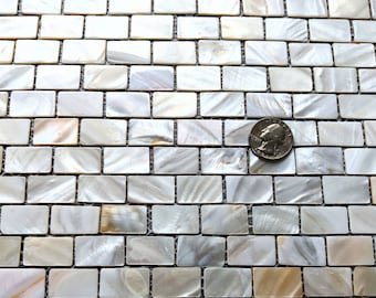 20 Rectangle Mother of Pearl Mosaic Tiles Pearlized Tiles, Mosaic Tiles, Geometric Tiles,  Brick Mosaic Tiles, She'll Tile MOP Tiles 25x12mm