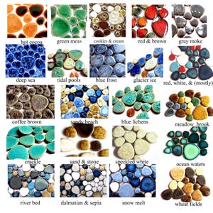 California Pebble Ceramic Mosaic Stones Mixed Sizes  (85 g - approx. 12 pieces)