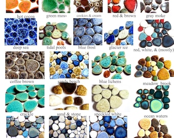 California Pebble Ceramic Mosaic Stones Mixed Sizes  (85 g - approx. 12 pieces)