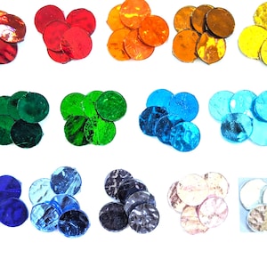 5 Mirrored Hand-Cut Round Glass Pieces  (25mm)