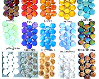 24 Iridescent Penny Round Glass Tiles (18 mm)