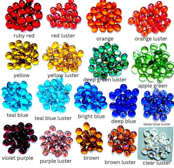 100 Mini Round Flatback Glass Gem Vase Fillers (9-13 mm)
