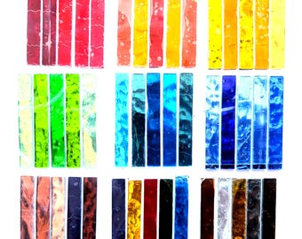 10 Mirrored Foil Backed Glass Tile Strips (65  x 10 mm)