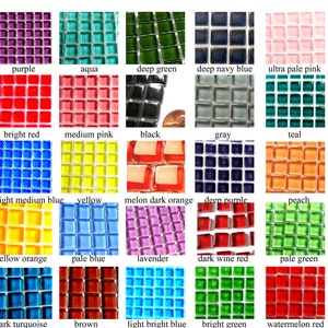 50 Square Glass Tiles, Square Glass Mosaic Tiles, Square Mosaic Pieces, Mini Glass Tiles, Small Square Tiles, Small Glass Tiles, 10 mm