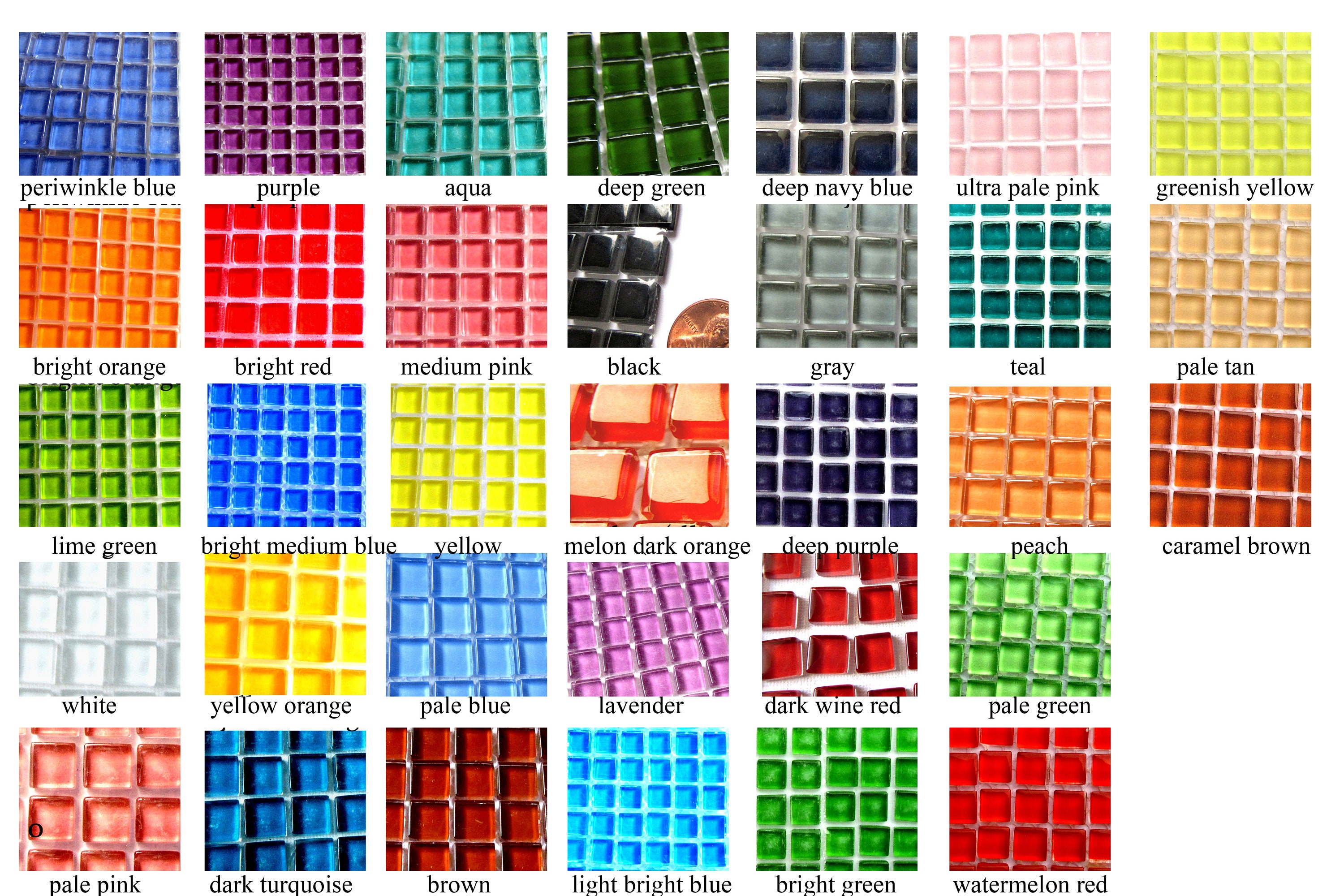 50 Square Glass Tiles Square Glass Mosaic Tiles Square Etsy