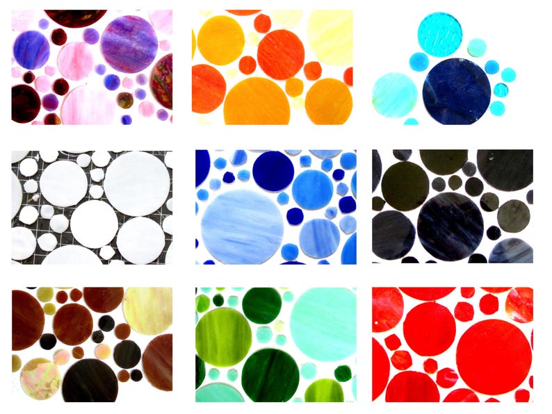 10 Round Stained Glass Tiles, Round Tiles, Tile Mosaic Pieces, Stained ...