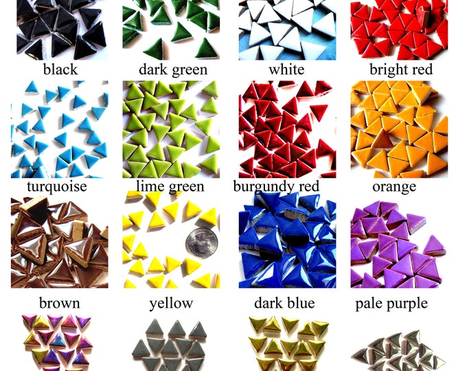 50 Triangle Mosaic Tiles, Triangle Tiles, Triangular Mosaic Tiles ...