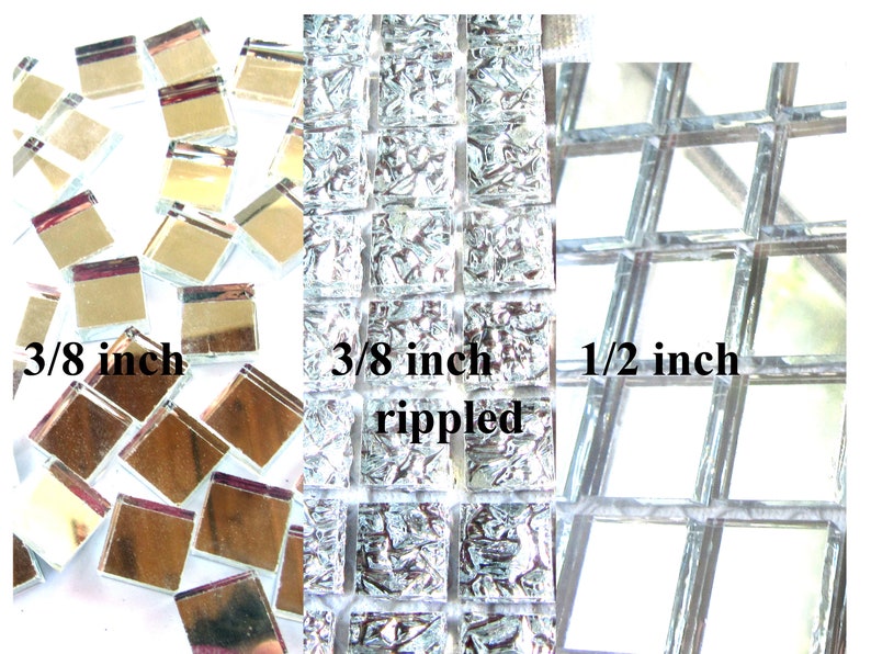 50 Mirror Mosaic Tiles Mirrored Square Glass Pieces Small