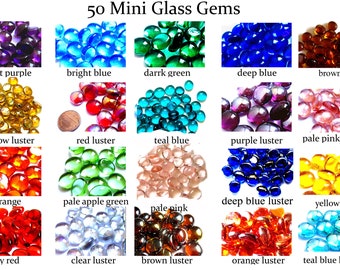 50 +  MINI Glass Gems, Mini Vase Fillers, Mini Flat Marbles, Mini Vase Gems, Decor Marbles, Flatback Marbles, Glass Mosaic Tiles, 9 - 13 mm