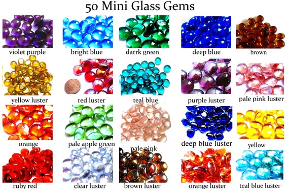 50 + MINI Glass Gems, Mini Vase Fillers, Mini Flat Marbles, Mini Vase Gems,  Decor Marbles, Flatback Marbles, Glass Mosaic Tiles, 9 - 13 mm