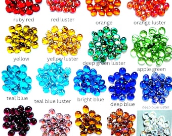 50 Mini Round Flatback Glass Gem Vase Marbles (9 - 13 mm)