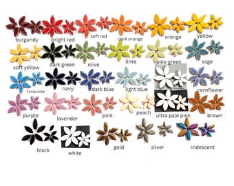 40 Ceramic Flower Petal Mosaic Tiles  (2 Size Mix)