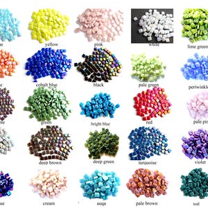 100 Tiny Iridescent Square Glass s Ottoman Mosaic Tiles (8 mm)