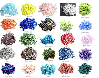100 Tiny Iridescent Square Glass s Ottoman Mosaic Tiles (8 mm)