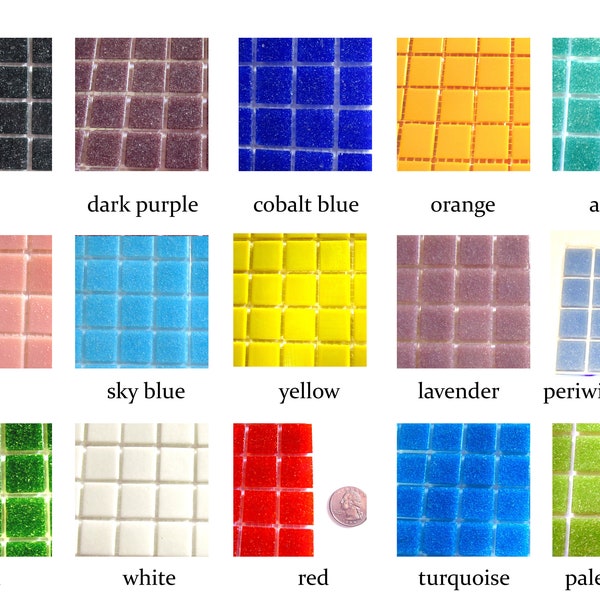 25 Square Mosaic Tiles, Vitreous Glass Mosaic Tiles, Tile Mosaic Supplies, Square Glass Tiles, Square Tiles, Mosaic Glass Tile Supply 20 mm