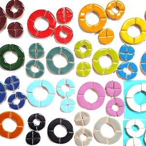 30 Ceramic Arch and Wedge Mosaic Tiles, Mixed Sizes/Shapes (10 - 20 mm)