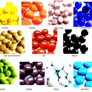 50 MINI Glass Gems,  Mini Vase Gems, Mini Flat Marbles, Glass Mosaic Tiles, Round Mosaic Tiles, Decor Marbles, Mini Vase Fillers 9 -13 mm