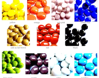 50 Opaque Mini Round Flatback Glass Gems (9 - 13 mm)