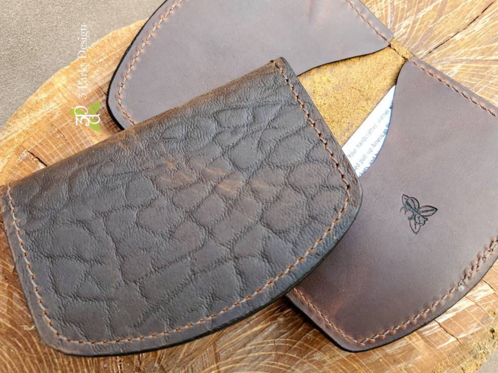 Leather Wallet Bison Leather Front Pocket Wallet 2pocket Etsy